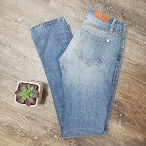 Baldwin The EJ Straight Leg Blue Jeans Light Wash Distressed Sz 27 Made In USA